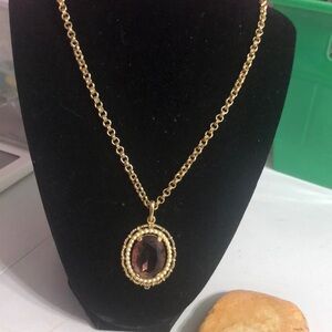 Gold and Purple Vintage Pendant Necklace
